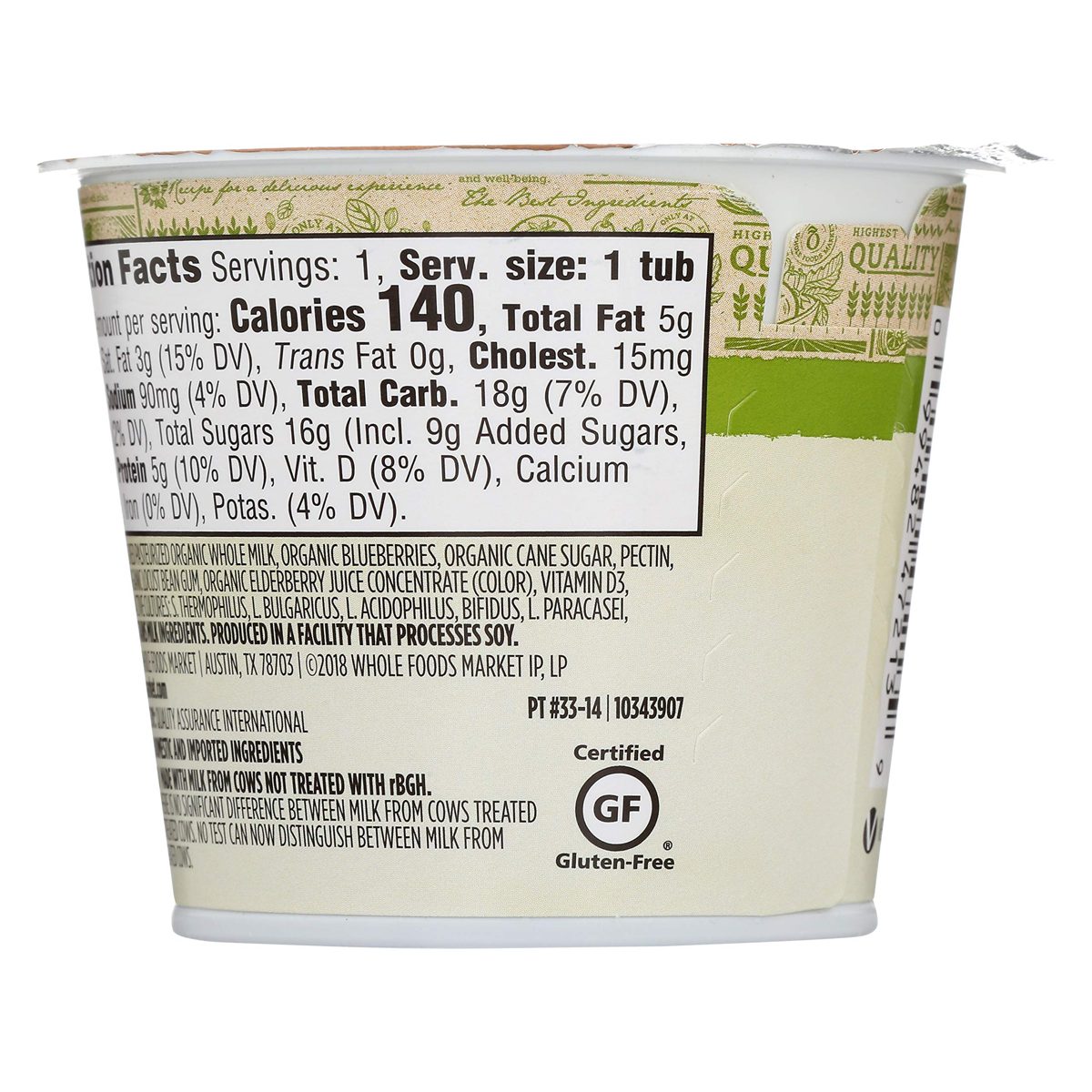 365 Everyday Value, Organic Whole Milk Yogurt, Blueberry, 5.3 oz