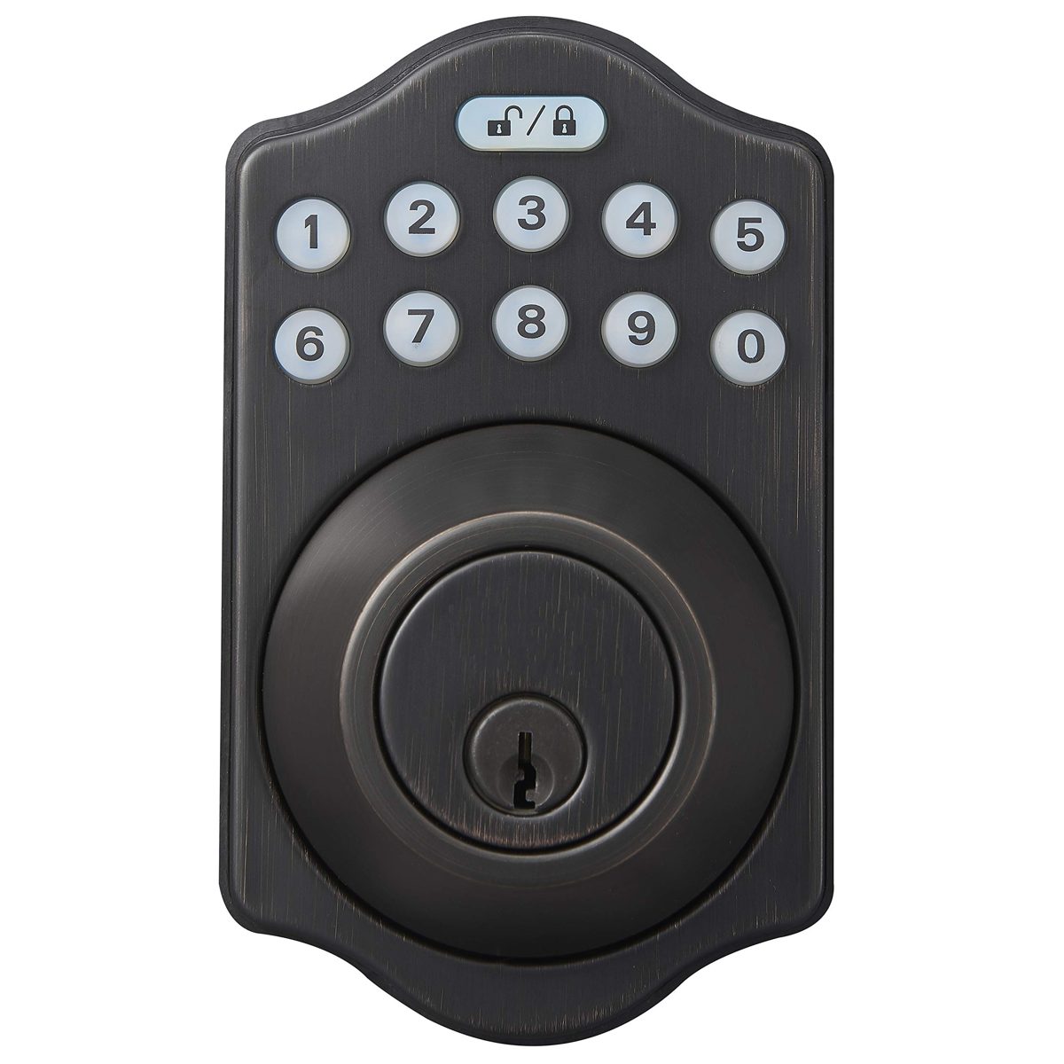 AmazonBasics Traditional Electronic Keypad Deadbolt - Keyed Entry - Oil Rubbed Bronze