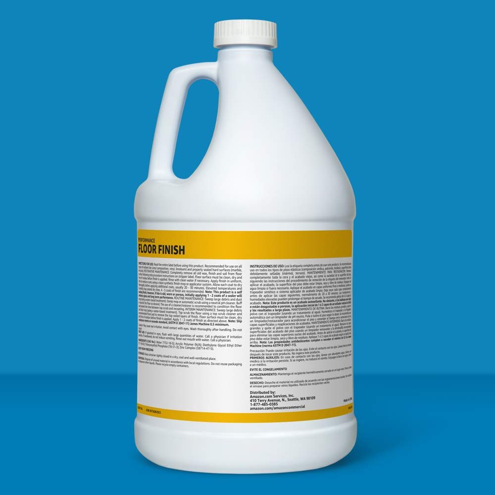AmazonCommercial Performance Low Maintenance Floor Finish, 1-Gallon, 4-Pack