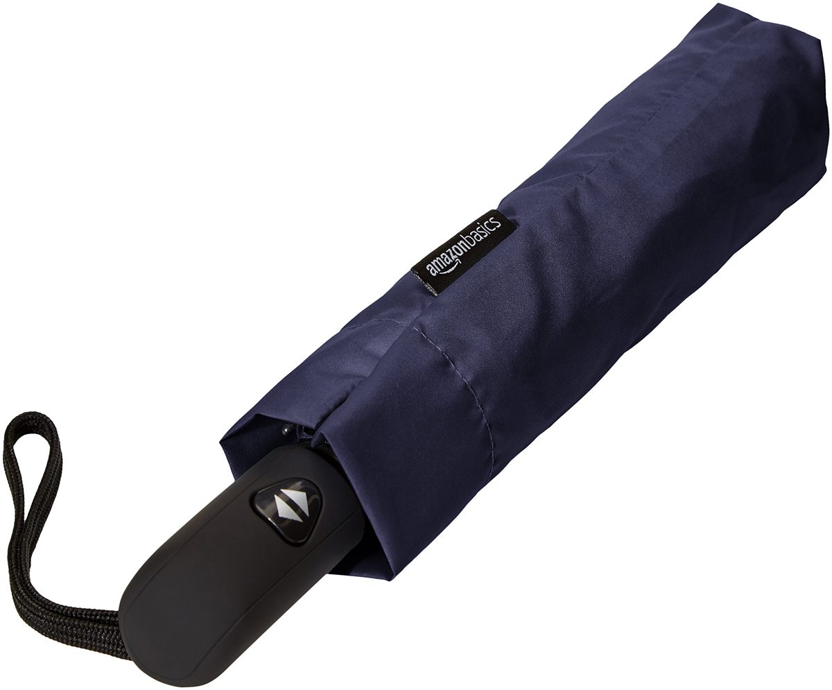 AmazonBasics Automatic Open Travel Umbrella with Wind Vent - Navy Blue