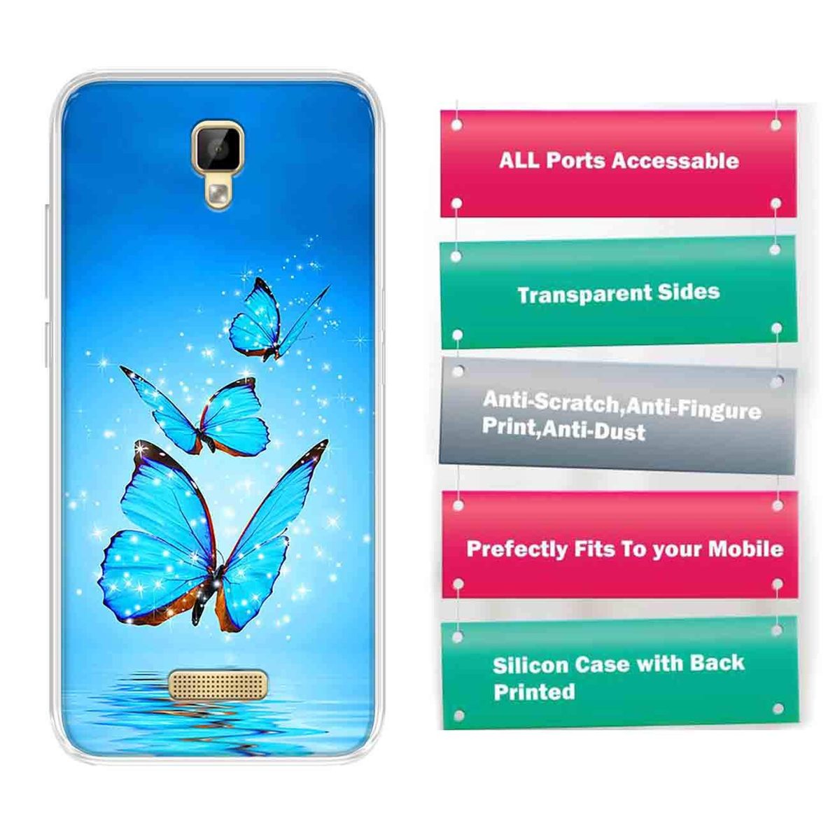 Amazon Brand - Solimo Designer Multicolor Butterfly Star Design Printed Soft Back Case Mobile Cover for Gionee P7 Max