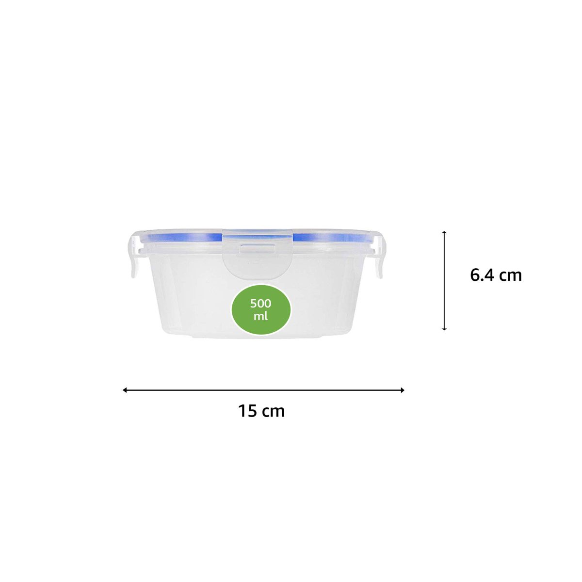 Amazon Brand - Solimo 3-Piece Airtight Plastic Kitchen Storage Container Set, 500ml, Blue