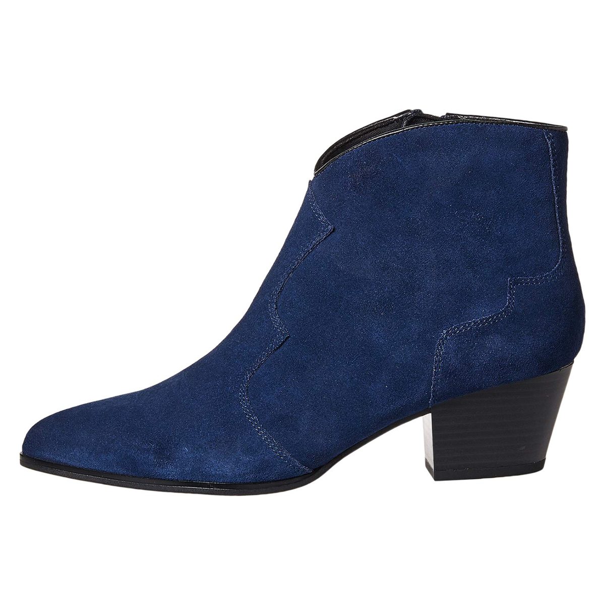 FIND Women's Ankle Boots in Suede Cowboy Style, Blue (Navy/Black), 5 UK,109921