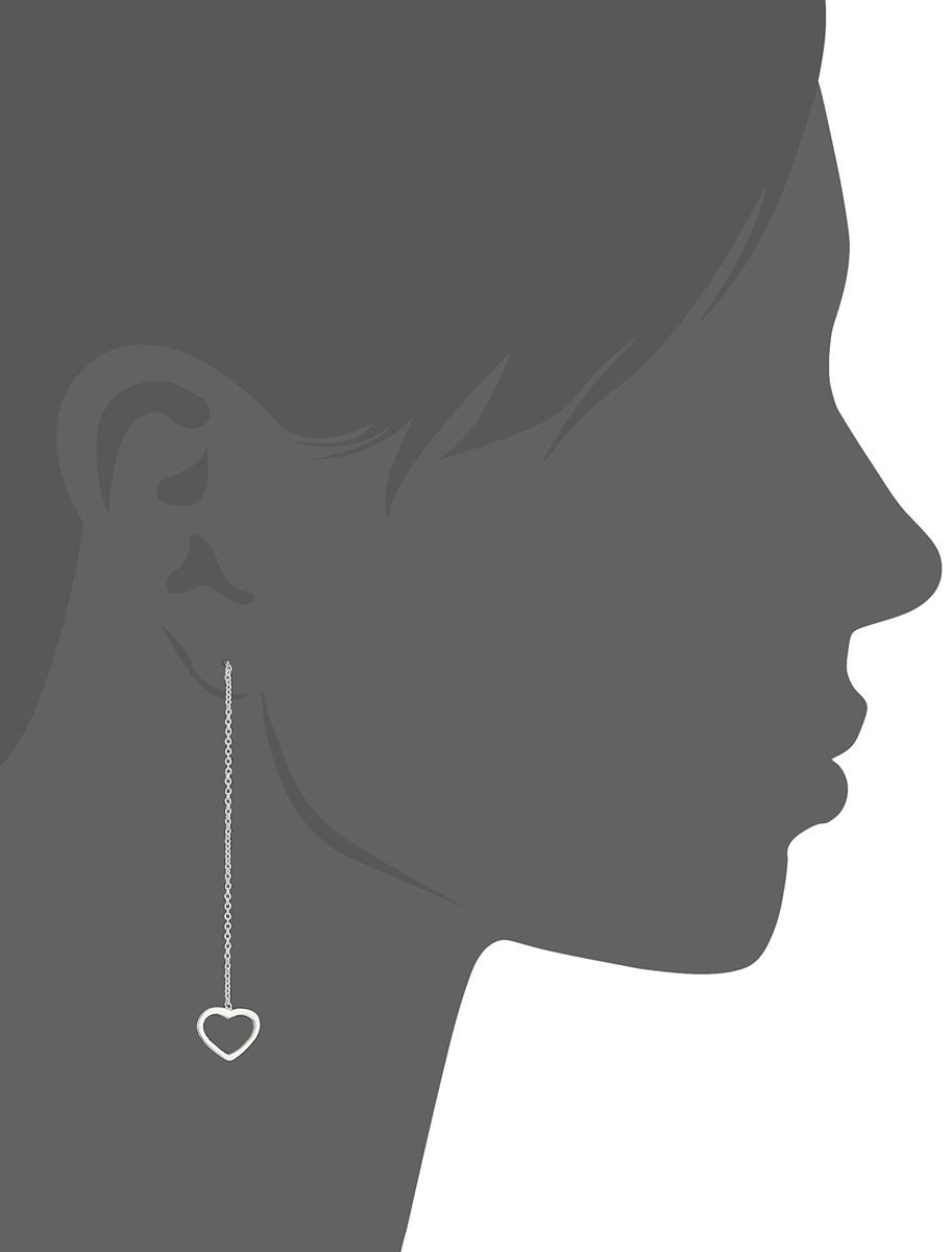 Sterling Silver Open Heart Threader Drop Earrings