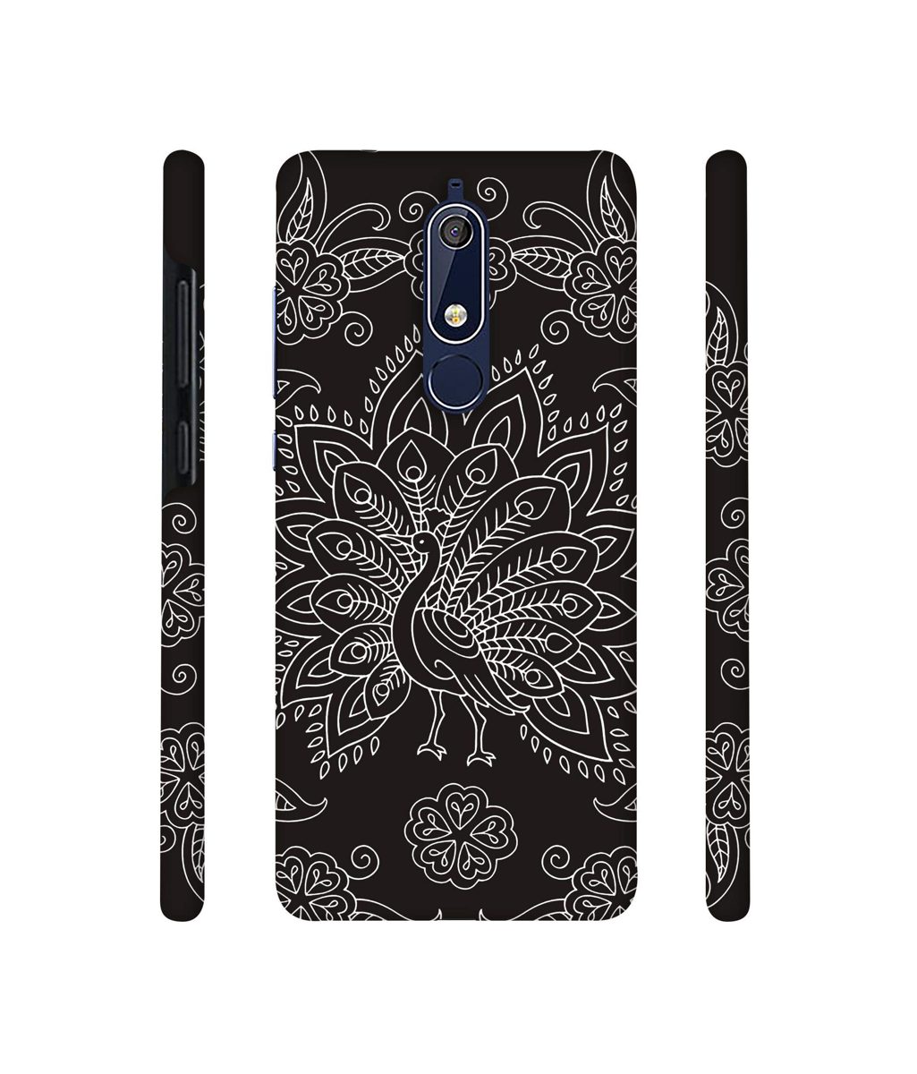 Amazon Brand - Solimo Designer White Peacock Rangoli 3D Printed Hard Back Case Mobile Cover for Nokia 5.1