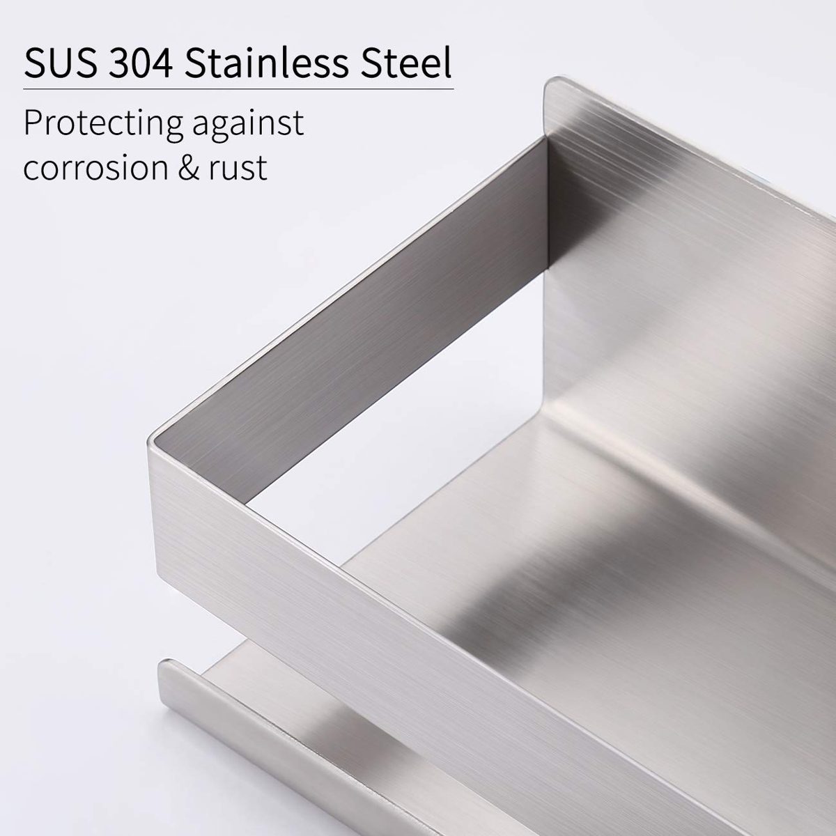 Umi by Amazon Bathroom Shelf Self Adhesive Shower Caddy Shower Shelves NO Drill Storage Organiser Stainless Steel Brushed, BSC205S23B-2