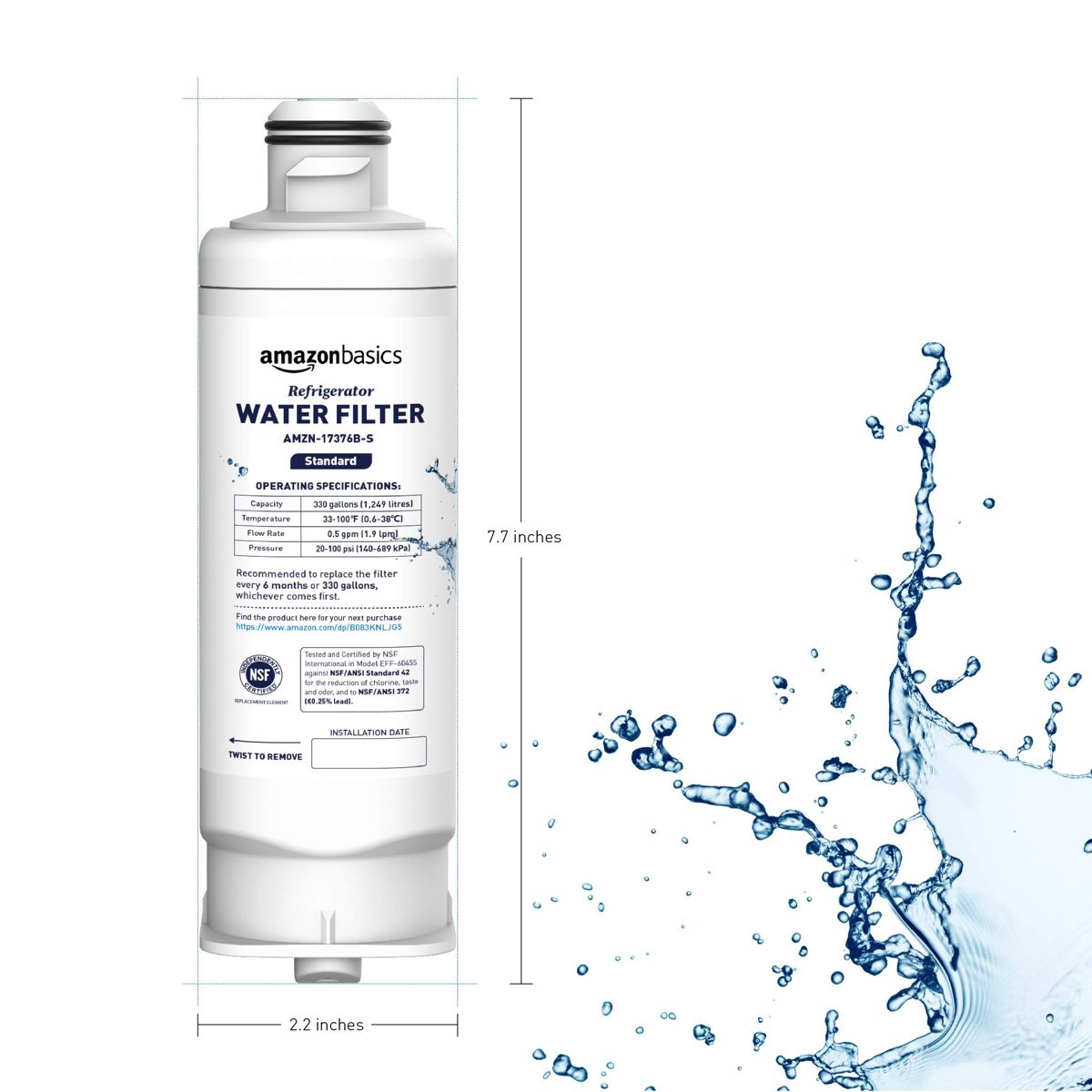 AmazonBasics Replacement Samsung DA97-17376B, HAF-QIN/EXP Refrigerator Water Filter, 1-Pack, Standard Filtration