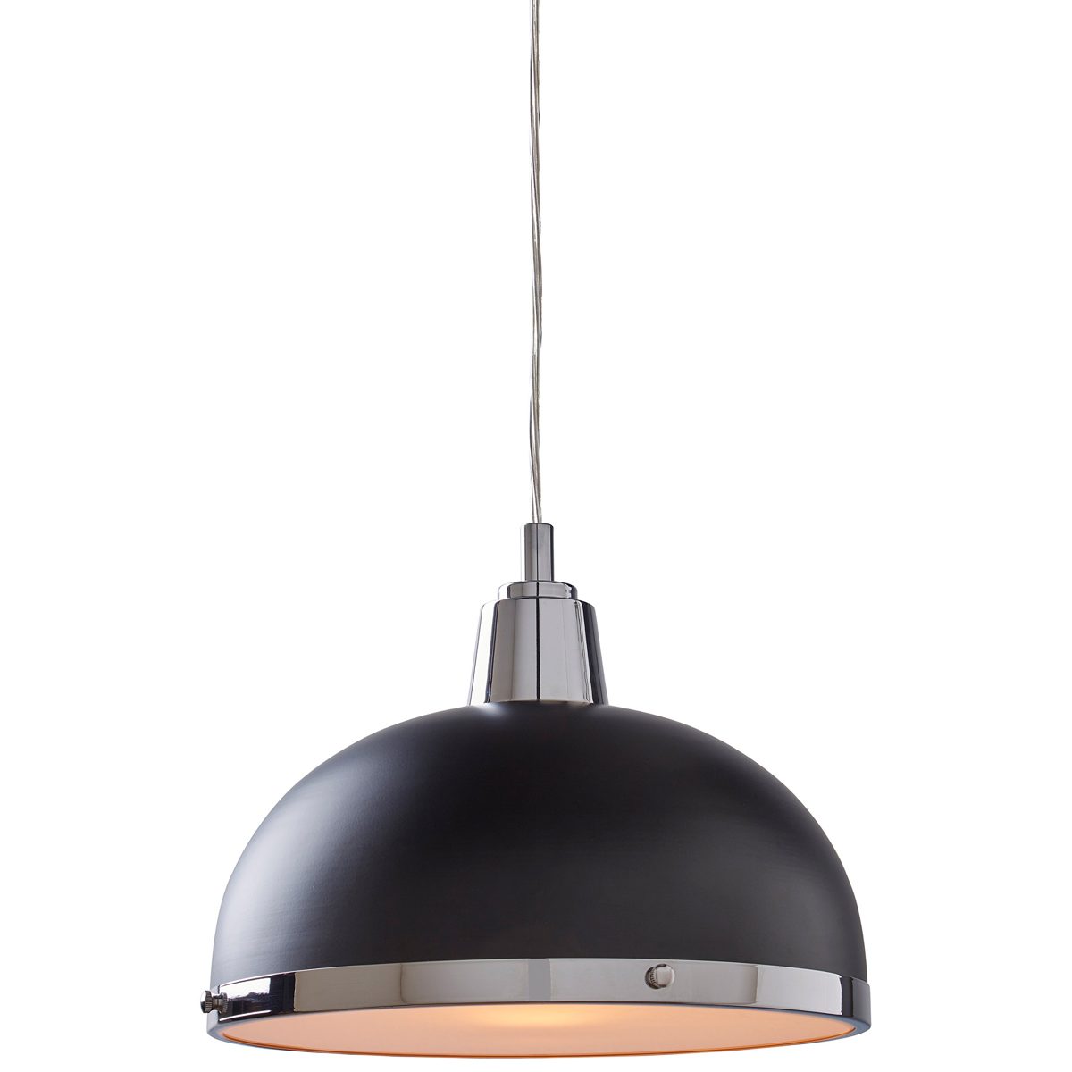 Amazon Brand – Rivet Mid-Century Modern Caf&eacute; Ceiling Pendant Light Chandelier Fixture, 10.75"W x 58.75" Cord, Matte Black and Chrome
