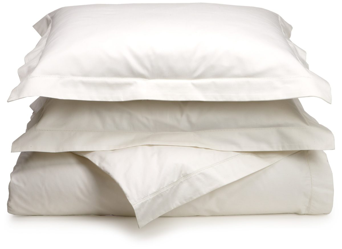Pinzon Hemstitch 400-Thread-Count Egyptian Cotton Sateen Full/Queen Duvet Set, Eggshell