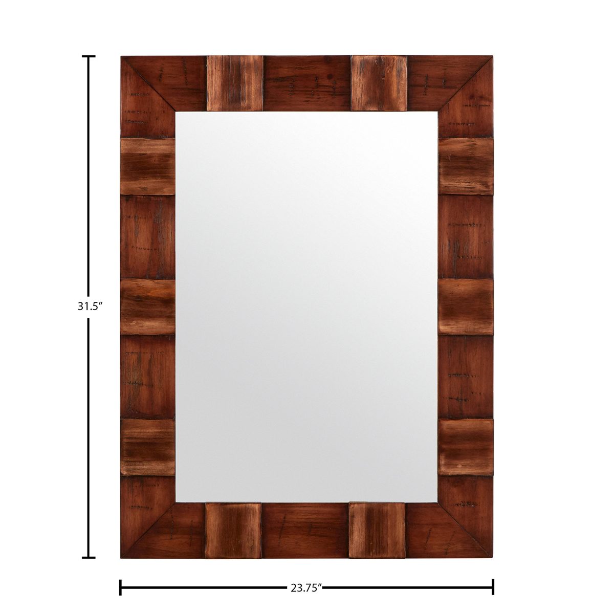 Amazon Brand – Stone & Beam Rustic Wood Frame Hanging Wall Mirror, 31.5 Inch Height, Brown