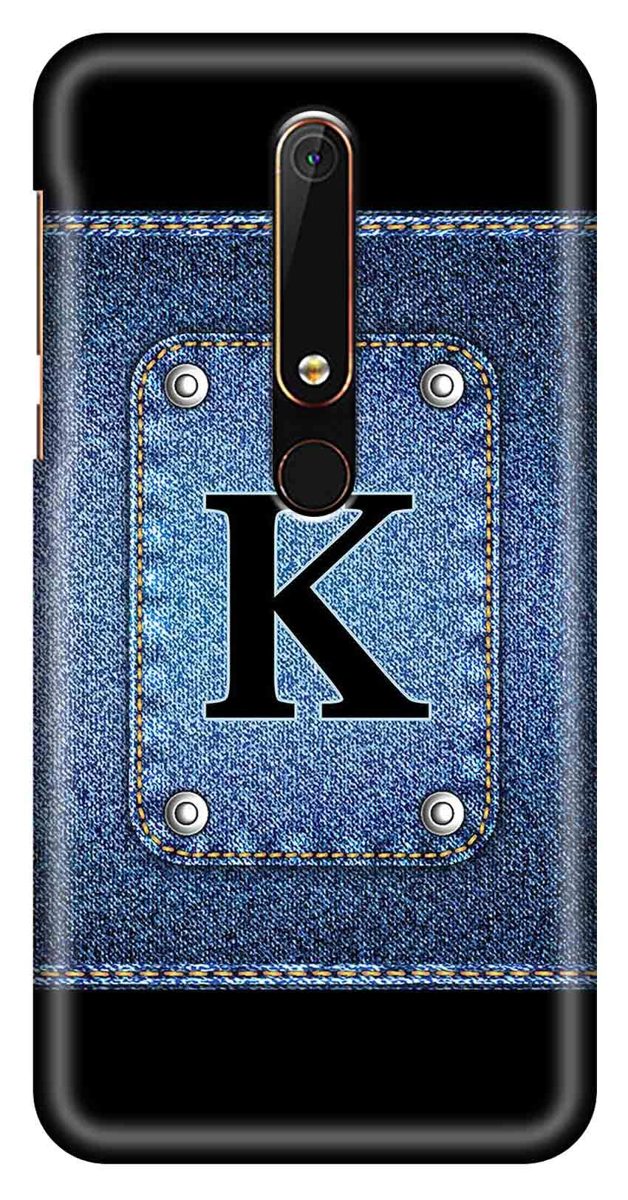 Amazon Brand - Solimo Designer Button Jeans Alphabet-K 3D Printed Hard Back Case Mobile Cover for Nokia 6 (2018)