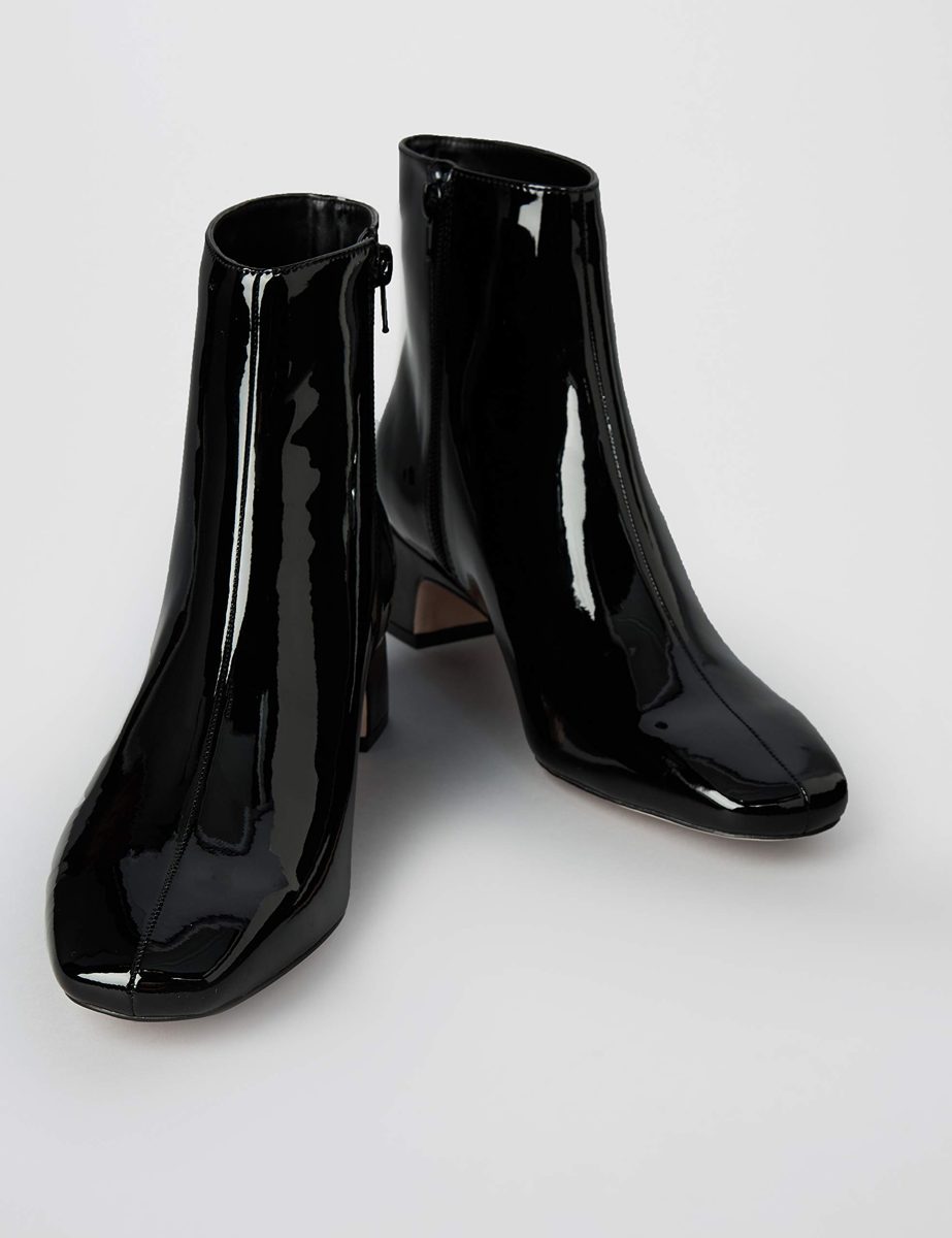 Amazon Brand - find. Block Heel Square Toe Ankle Boots, Schwarz Black Patent), US 5