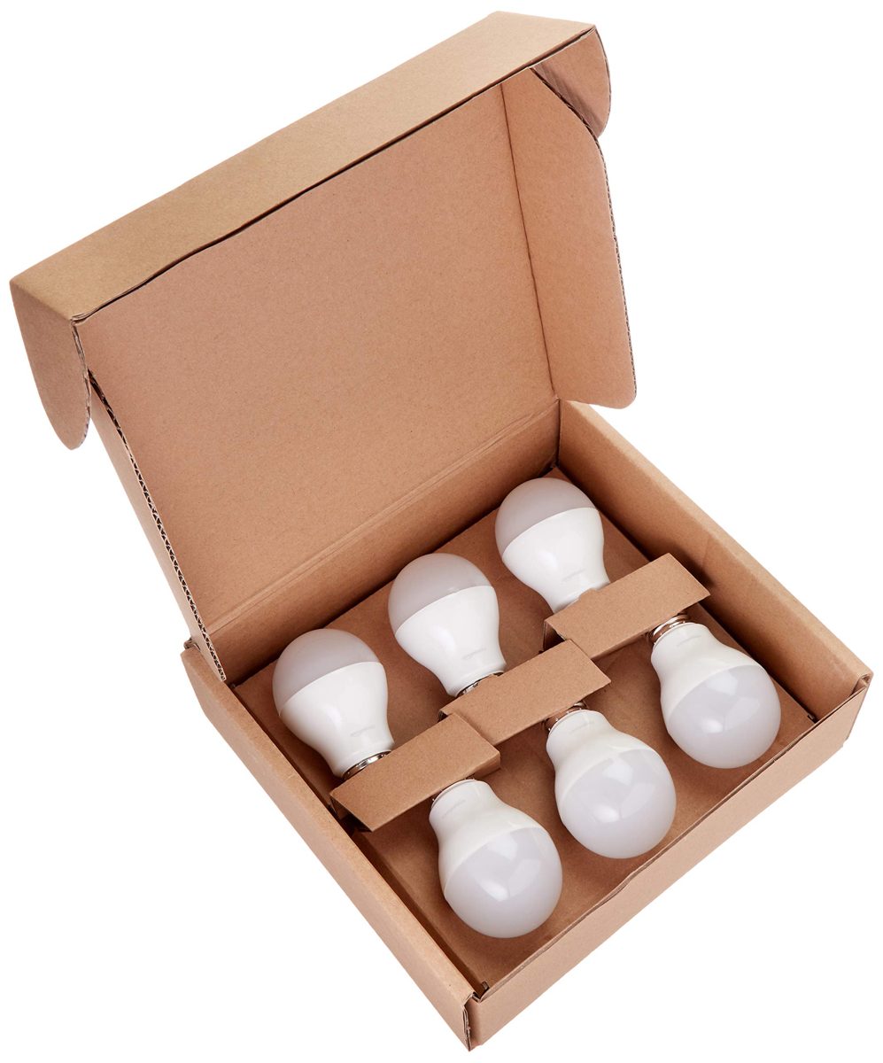 AmazonBasics 60 Watt Equivalent, Soft White, Dimmable, A19 LED Light Bulb, 6-Pack