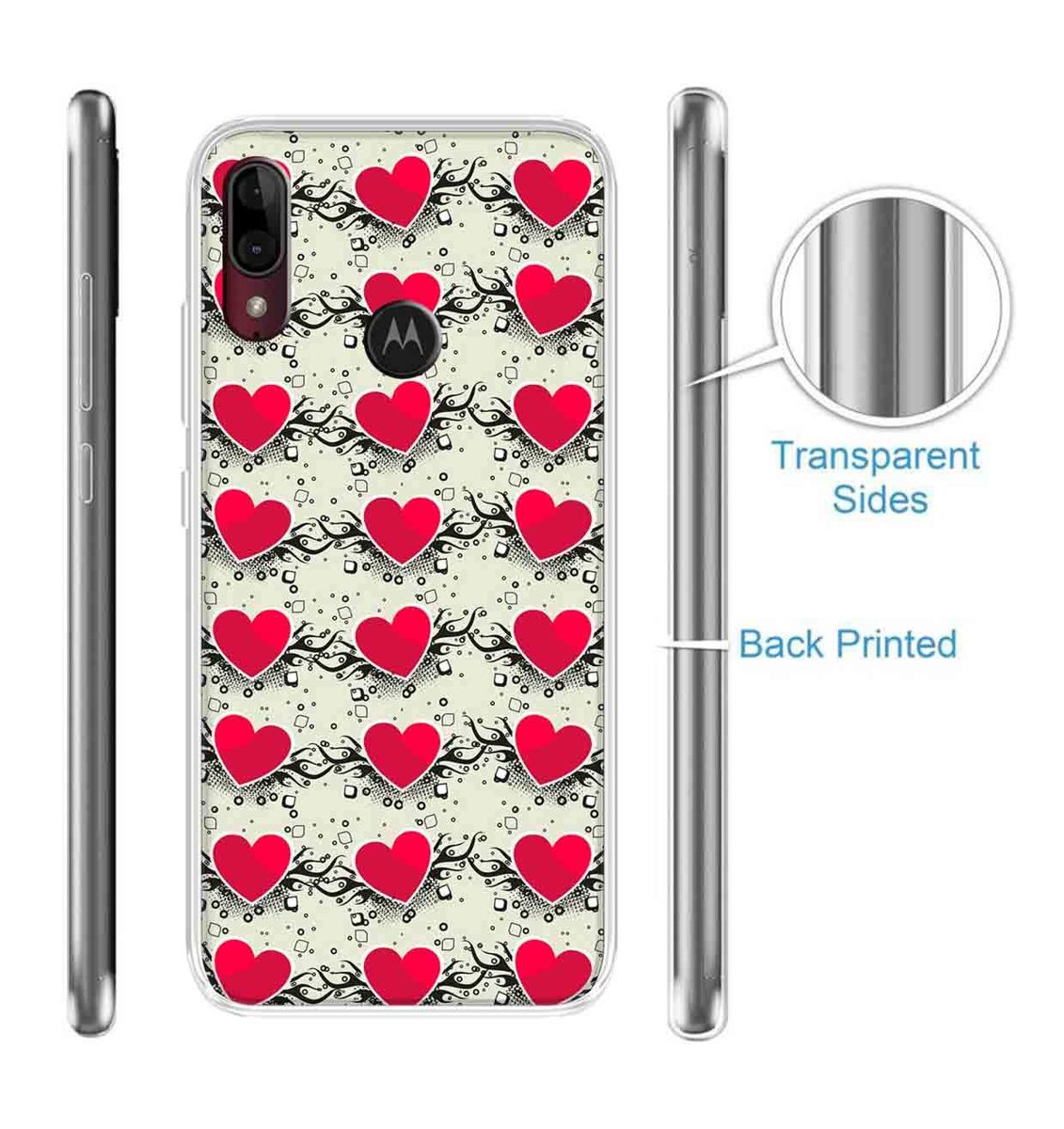 Amazon Brand - Solimo Designer Multicolor Red Heart Design Printed Soft Back Case Mobile Cover for Motorola Moto E6s / Motorola Moto E6 Plus