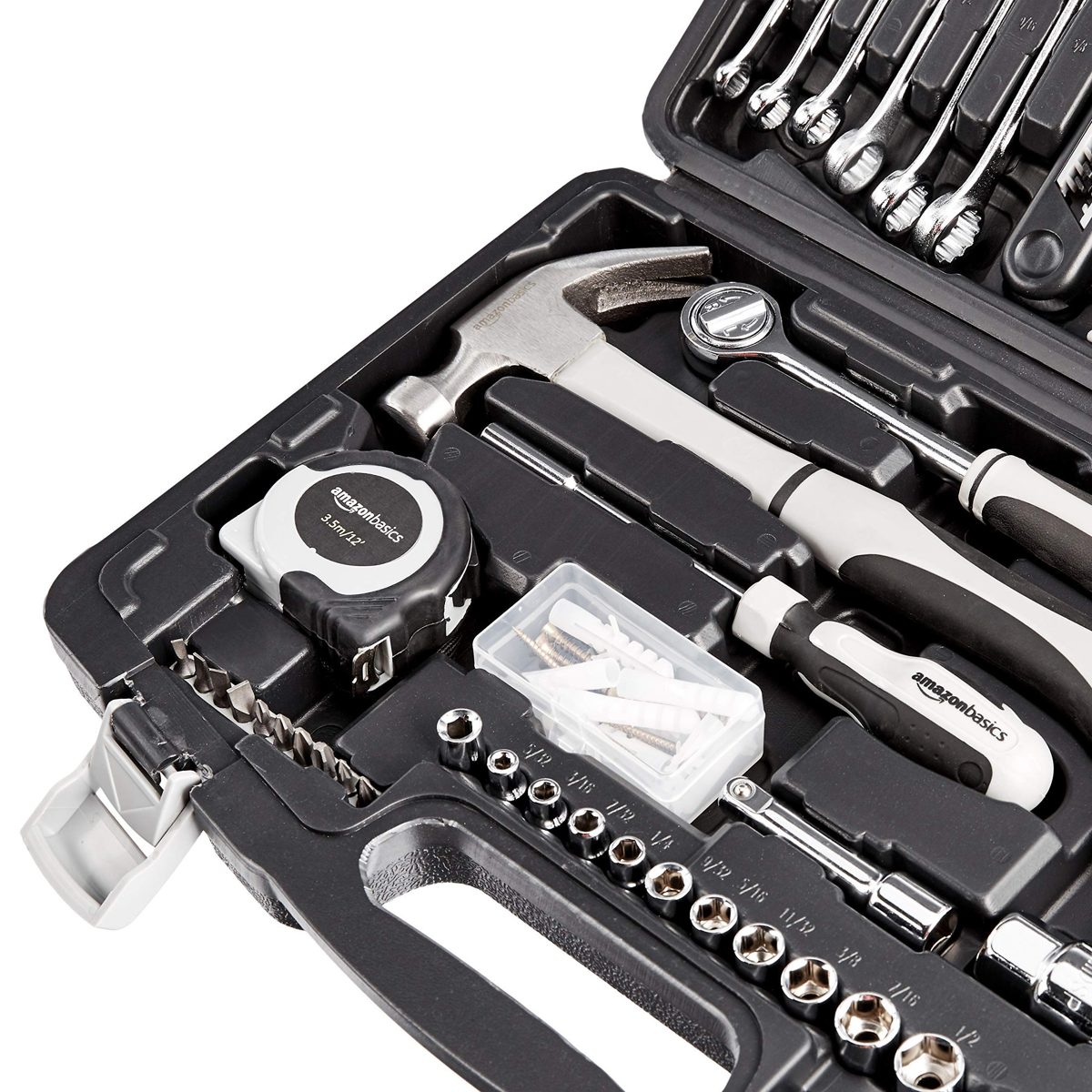 AmazonBasics 131-Piece General Household Home Repair and Mechanic's Hand Tool Kit Set (Renewed)