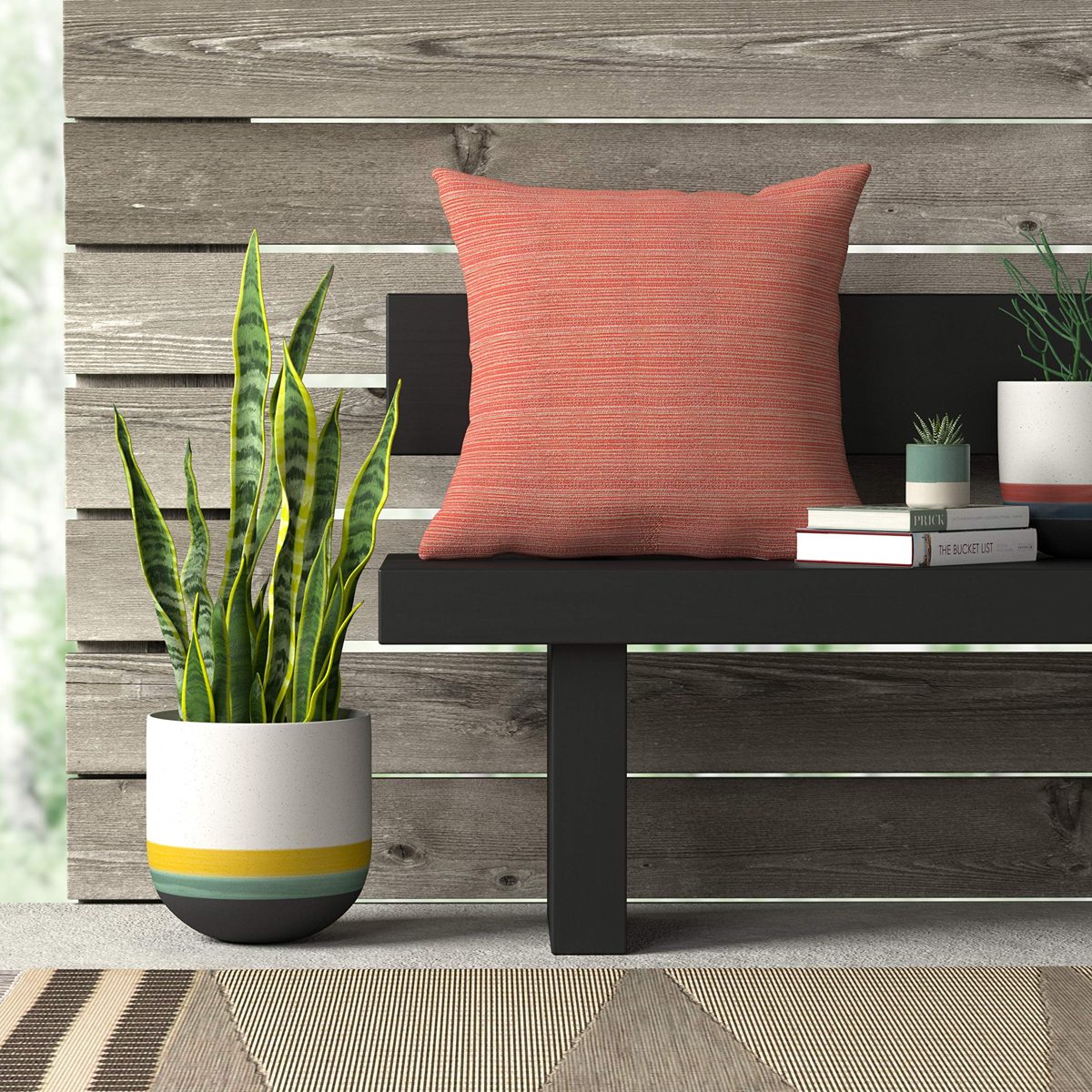 Amazon Brand – Rivet Contemporary Outdoor Throw Pillow - 20 x 20 Inch, Coral