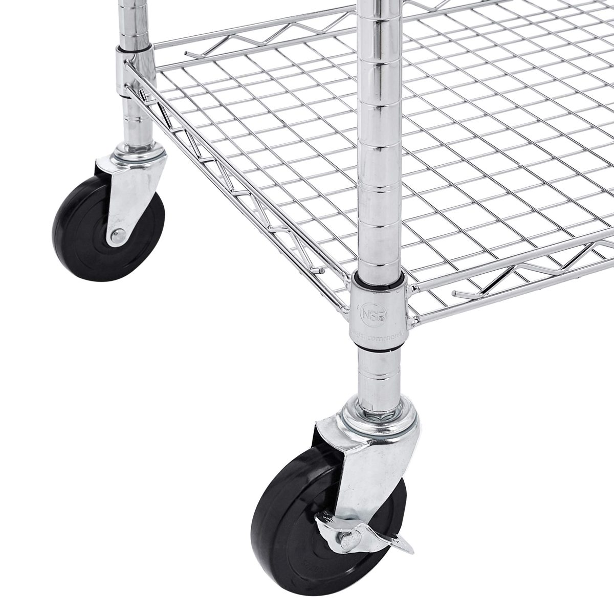 AmazonCommercial Heavy-Duty 3-Tier Utility Cart, NSF Certified, 35" W x 18" D x 34.5" H, Chrome