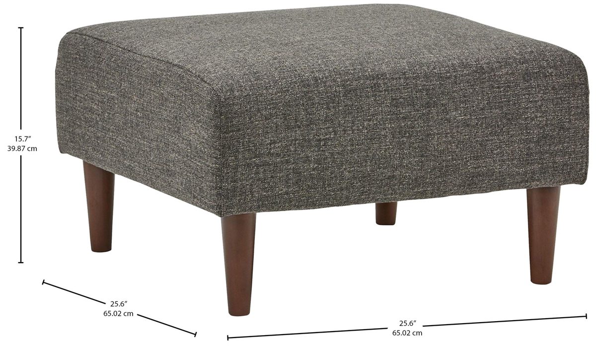 Amazon Brand – Rivet Ava Mid-Century Modern Upholstered Ottoman, 25.6"W, Dark Grey