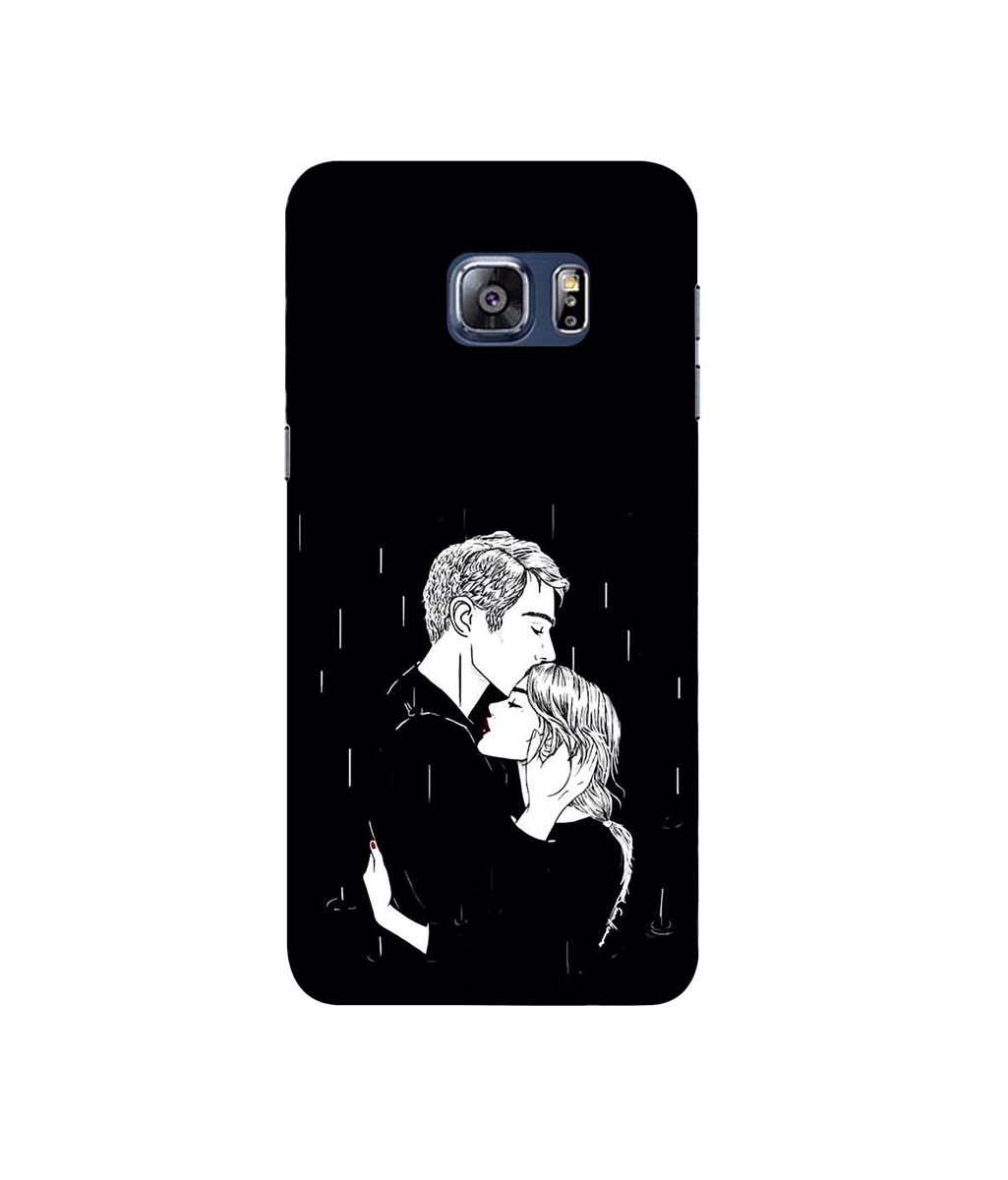 Amazon Brand - Solimo Designer Couples Standing in Rain 3D Printed Hard Back Case Mobile Cover for Samsung Galaxy S6 Edge Plus