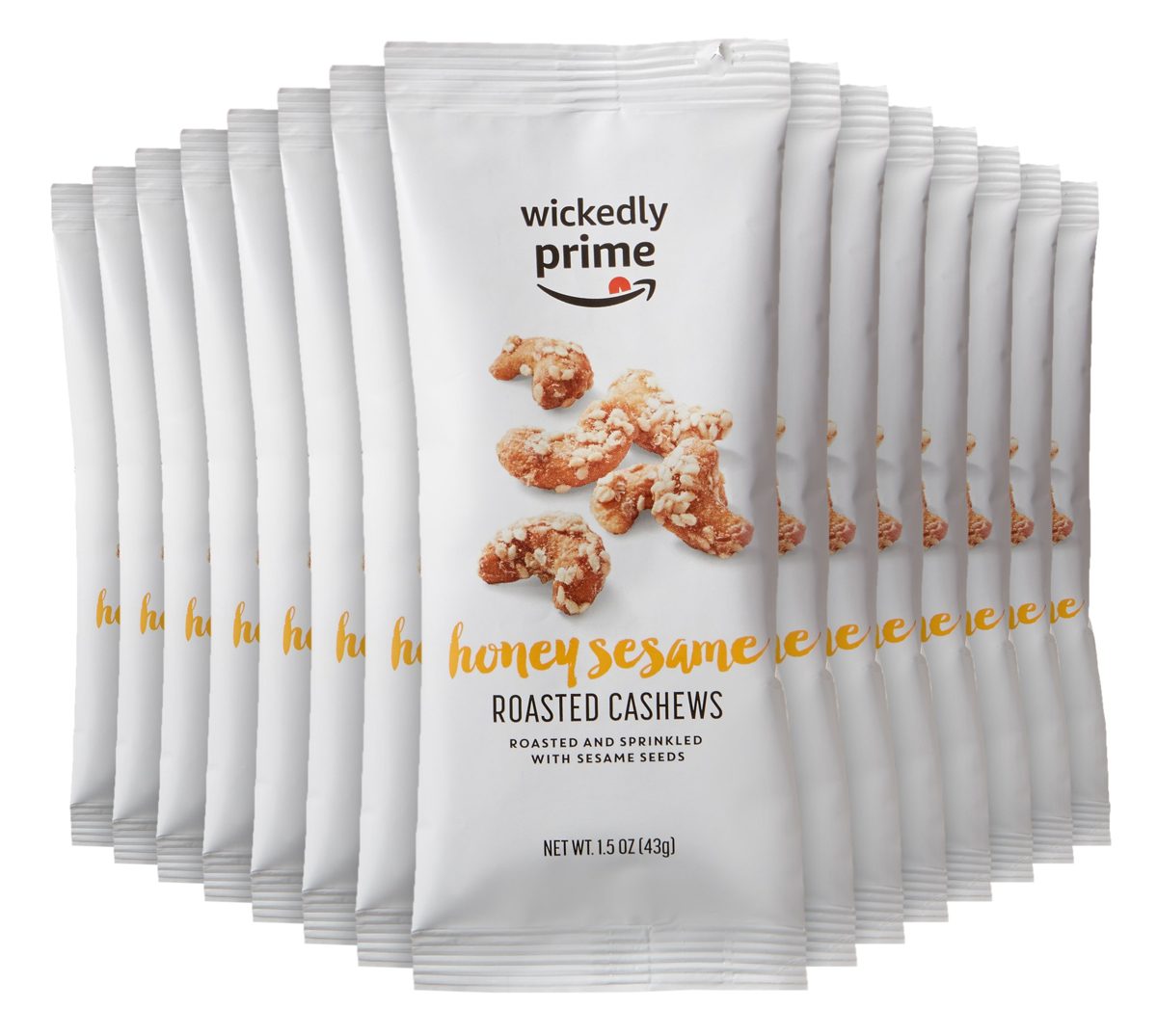 Wickedly Prime Roasted Cashews, Honey Sesame, Snack Pack, 1.5 Ounce (Pack of 15)