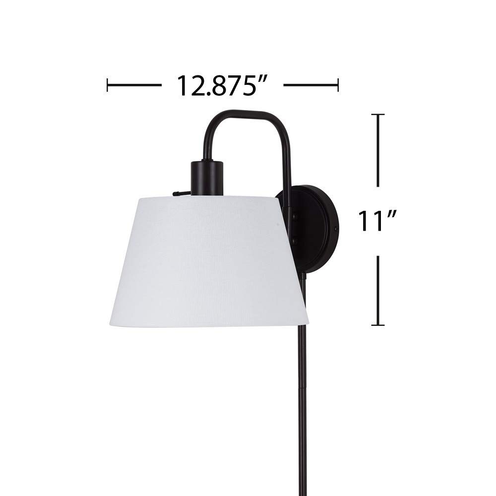 Amazon Brand – Ravenna Home Traditional Plug-In Wall Sconce with Linen Shade, LED Bulb Included, 11"H, Dark Bronze