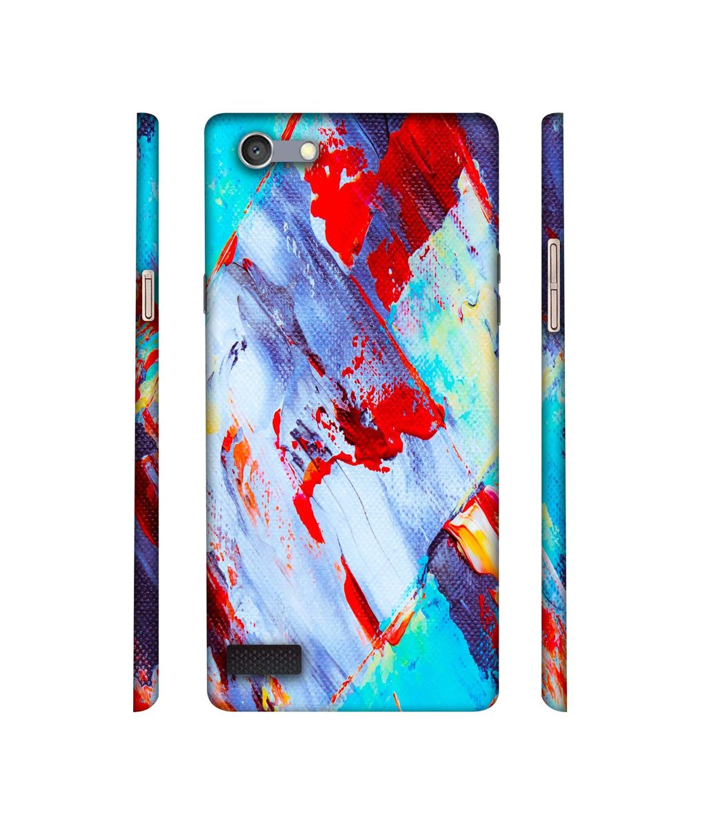 Amazon Brand - Solimo Designer Blue and Red Brush Texture 3D Printed Hard Back Case Mobile Cover for Oppo Neo 7