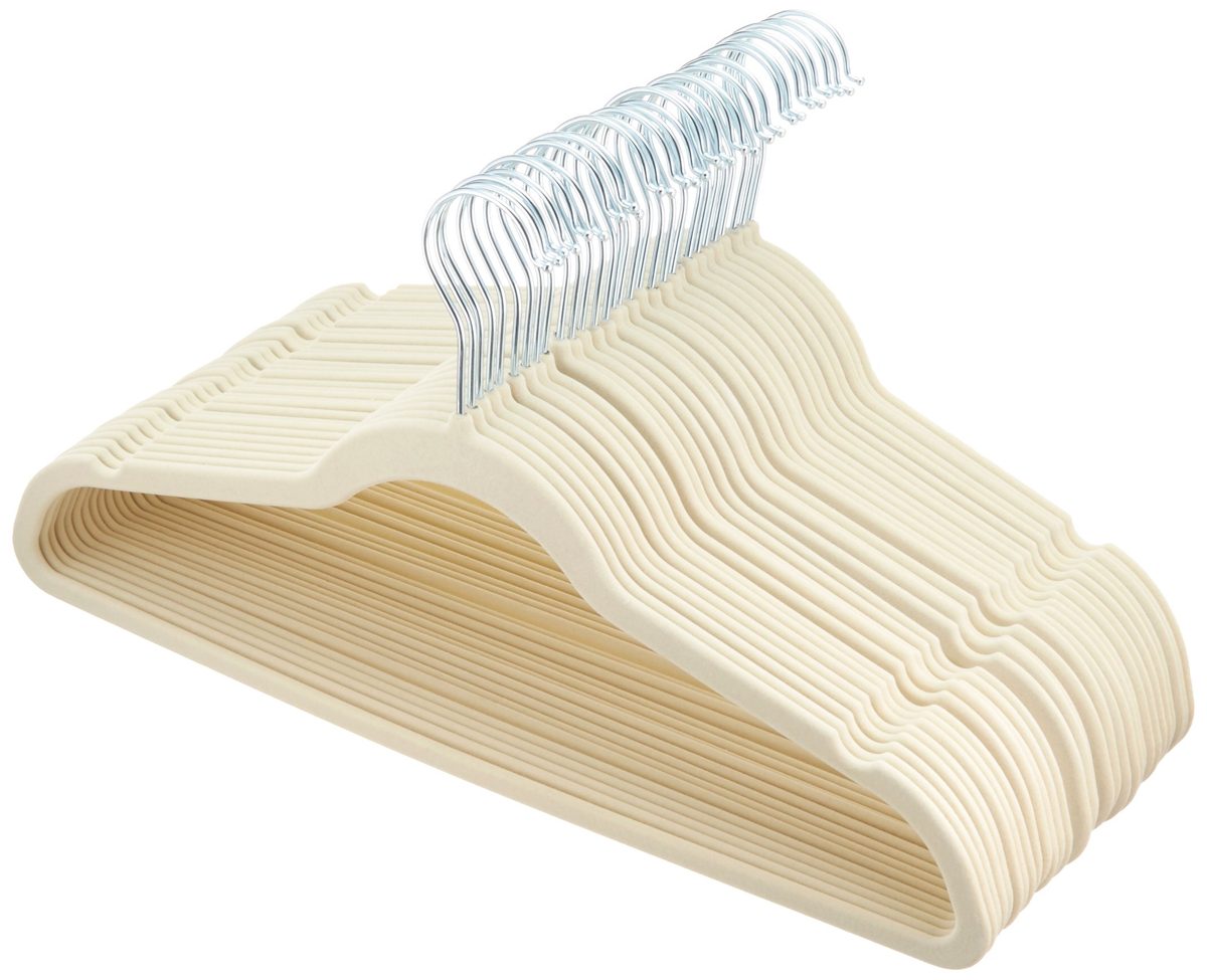 AmazonBasics Velvet Suit Hangers, 30-Pack, Ivory
