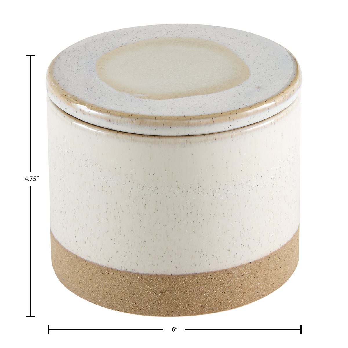 Amazon Brand – Stone & Beam Organic-Shape Stoneware Round Decorative Organizer Box, 4.75 Inch Height, Sand