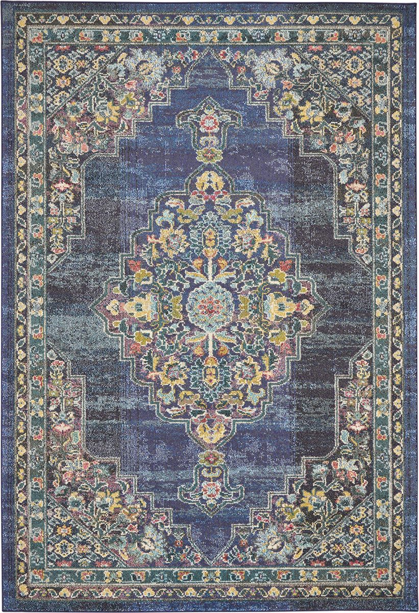 Amazon Brand – Stone & Beam Traditional Passionate Area Rug, 6' 7" x 9' 6", Navy
