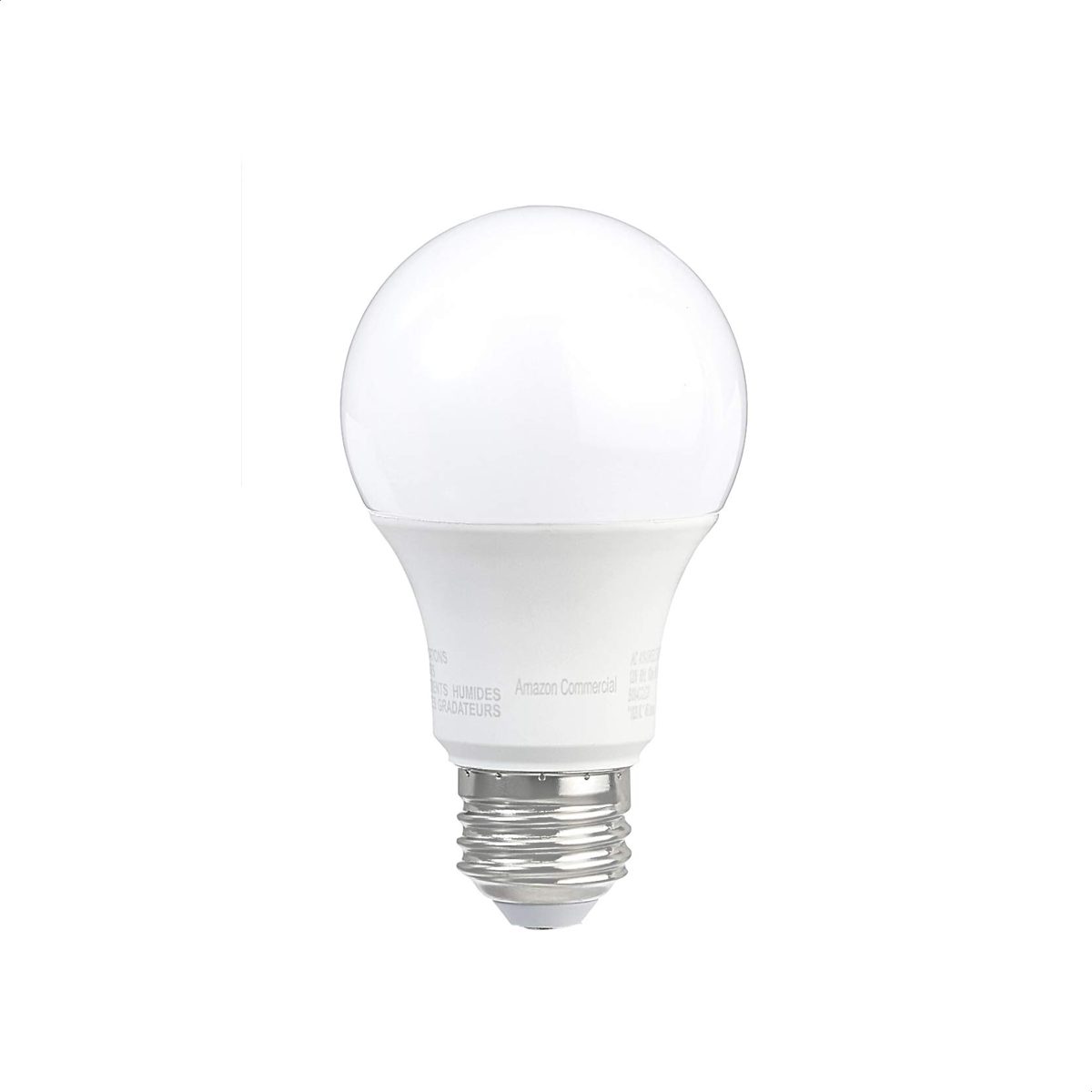 AmazonCommercial 60 Watt Equivalent, 25000 Hours, Dimmable, 800 Lumens, Energy Star and CEC (California) Compliant, A19 LED Light Bulb - Pack of 50, Daylight