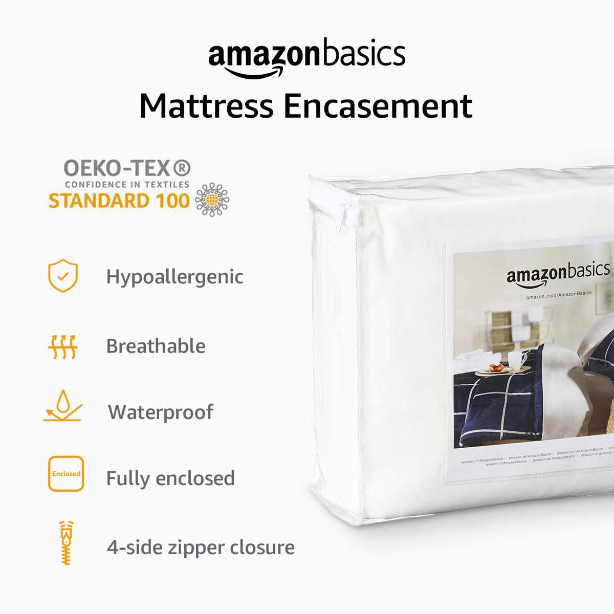 AmazonBasics Fully-Encased Waterproof Mattress Cover Protector