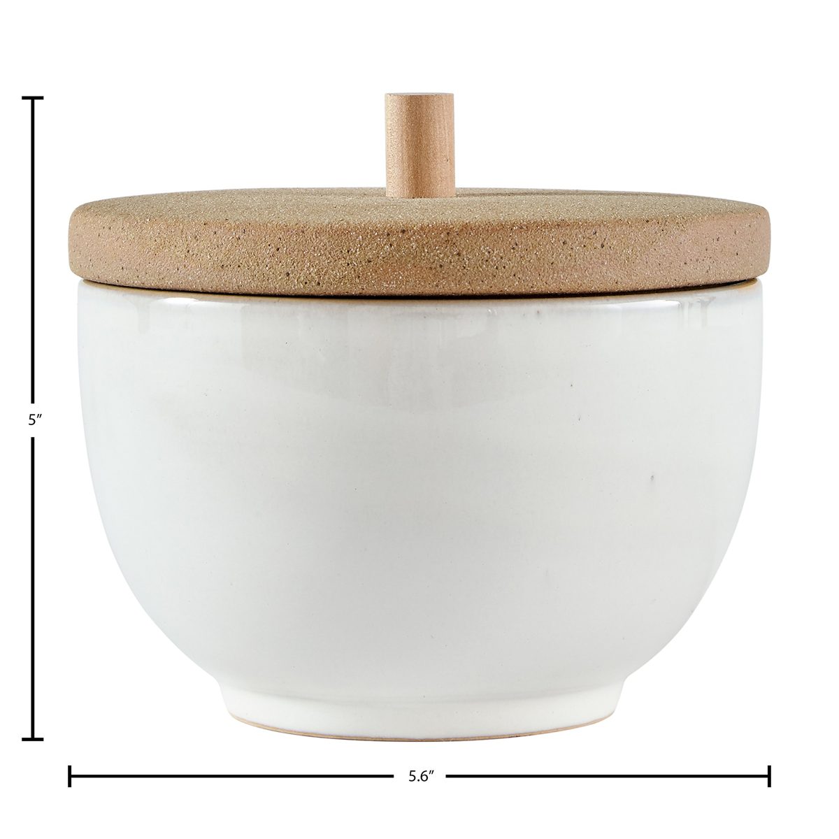 Amazon Brand – Stone & Beam Rustic Acorn Shaped Stoneware Box, 5"H, White and Clay