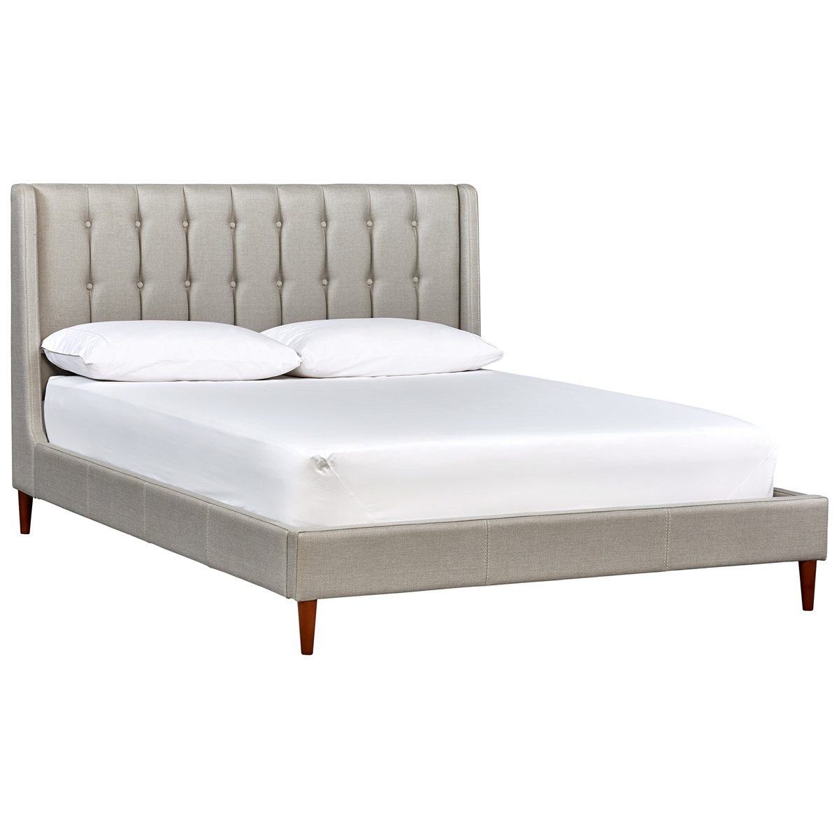 Amazon Brand – Rivet Hillmoor Mid-Century Queen Bed with Headboard, 66"W, Light Gray