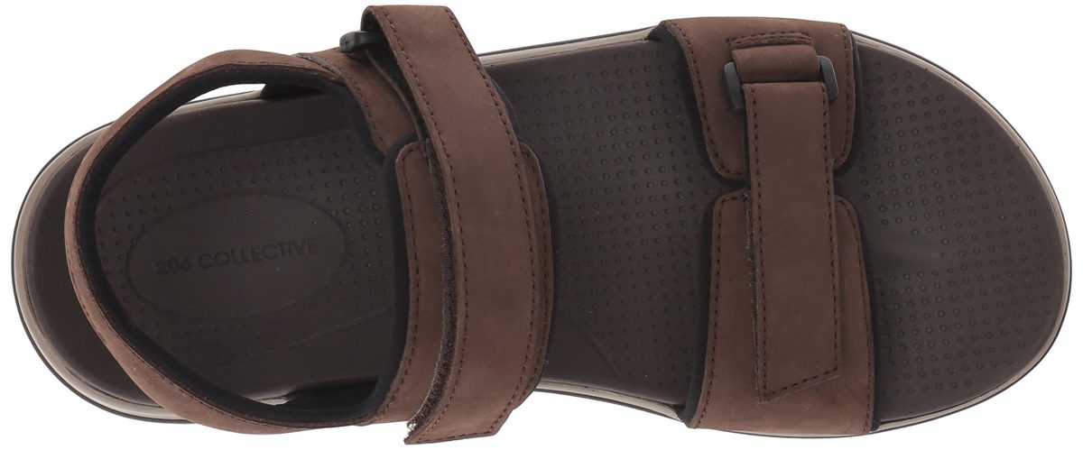 206 Collective Amazon Brand Men's Greenlake Double Band Velcro Sandal, Chocolate Brown Gray Canvas/Nubuck, 7 D US
