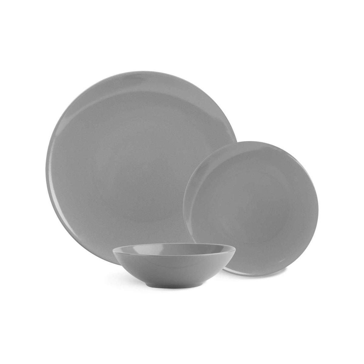 AmazonBasics 18-Piece Stoneware Dinnerware Set - Smokey Grey, Service for 6