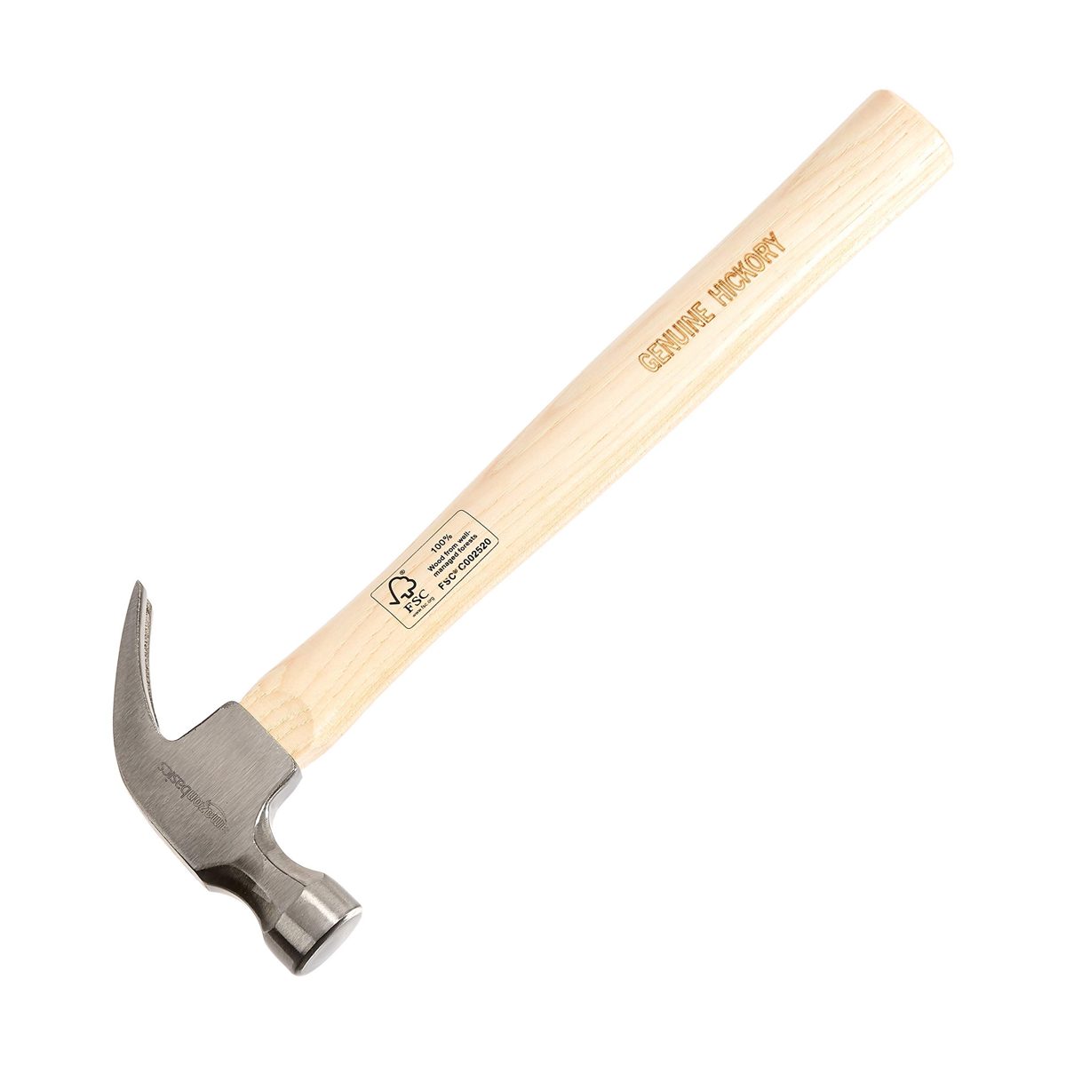 AmazonBasics Hickory Wood Handle Claw Hammer - 8 oz. (Renewed)