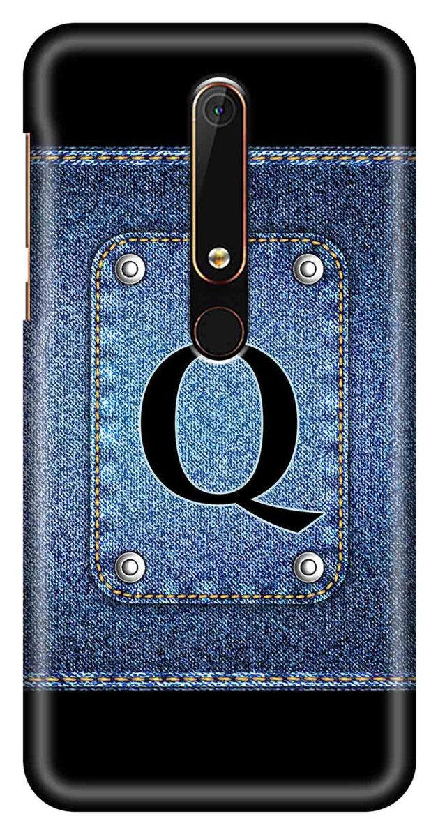 Amazon Brand - Solimo Designer Button Jeans Alphabet-Q 3D Printed Hard Back Case Mobile Cover for Nokia 6 (2018)