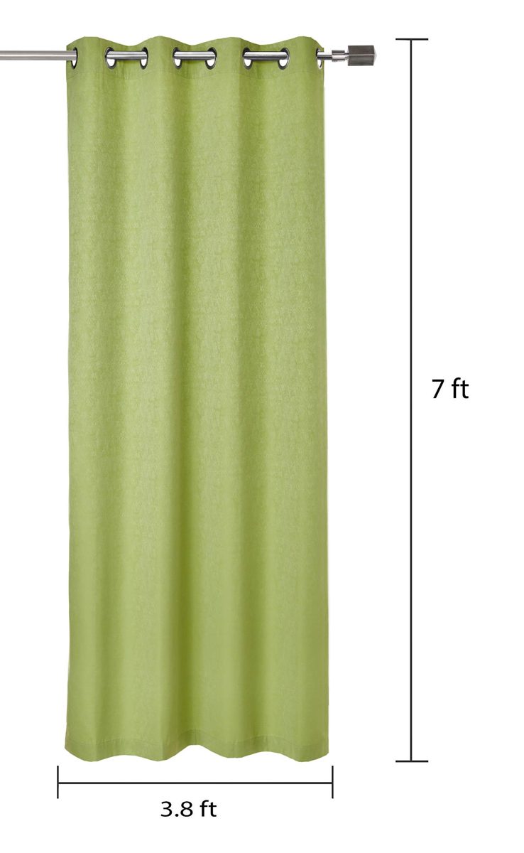 Amazon Brand - Solimo Magnolia Door Curtain, 7 feet - Set of 2 (Parrot Green)