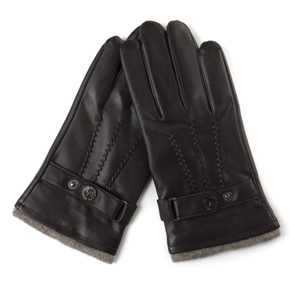 Winter Warm Wool Lined Driving Motorcycle Dress Gloves For Men Women 3 Size Brown