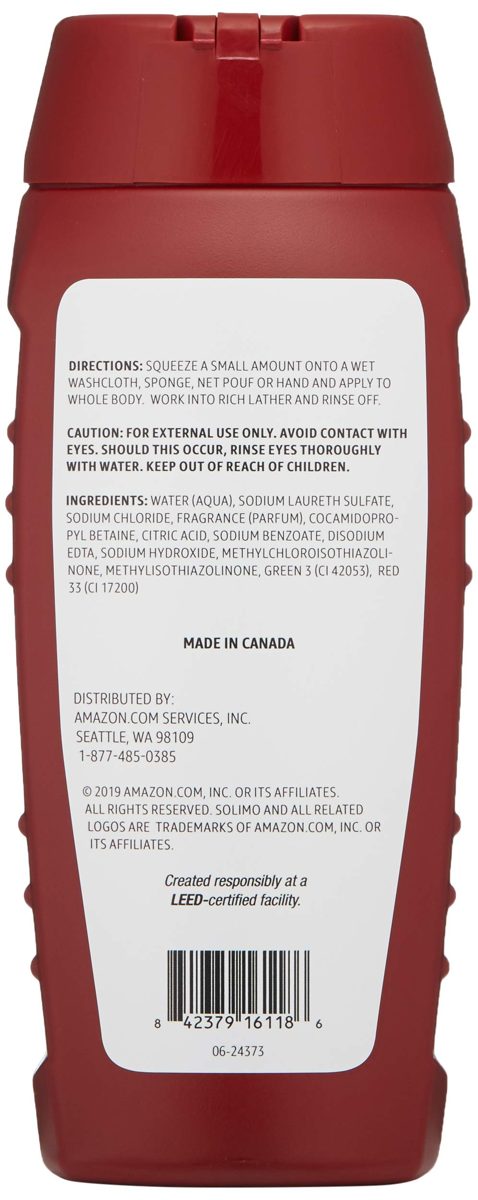 Amazon Brand - Solimo Men's Amber Body Wash, 16 fl. Oz
