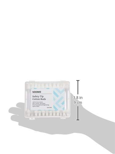Amazon Brand - Solimo Safety Tip Baby Cotton Buds with Ear Protection - 60 Sticks (Pack of 2)