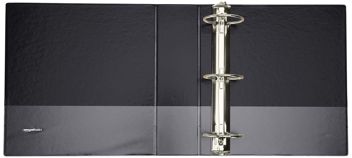 AmazonBasics 3-Inch Round Ring Binder, Black, View, 12-Pack (Renewed)