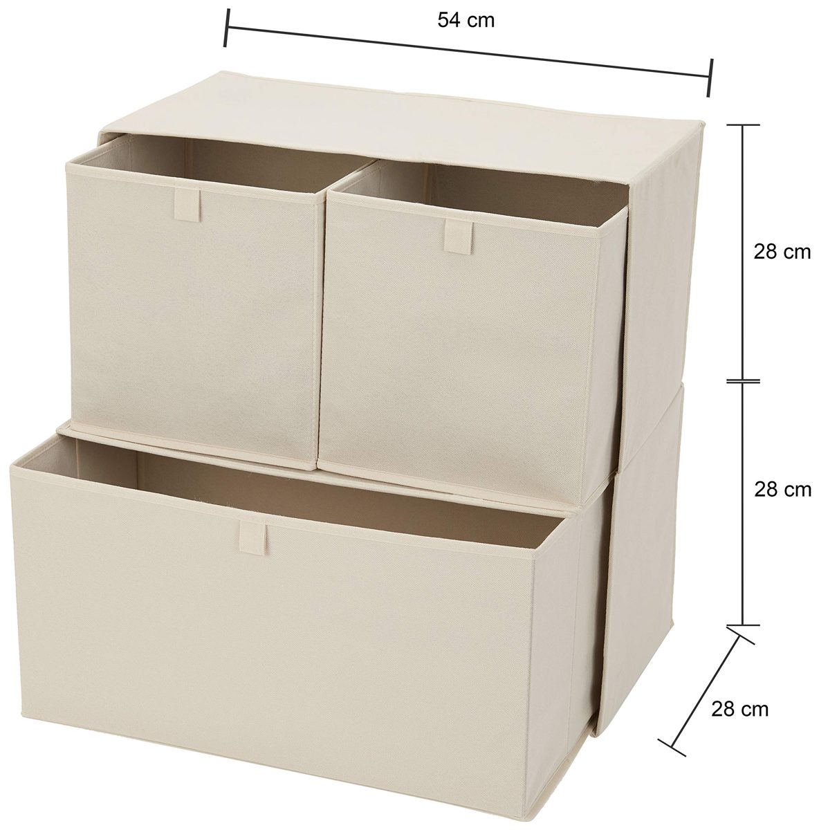 Amazon Brand - Solimo 4 Piece Fabric Storage Organiser,Beige