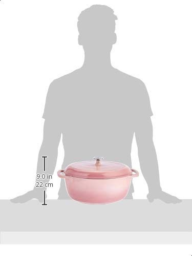 AmazonBasics SXO-7QTQF Oval Enameled Cast Iron Dutch Oven-7-Quart, Light Pink, 327259140