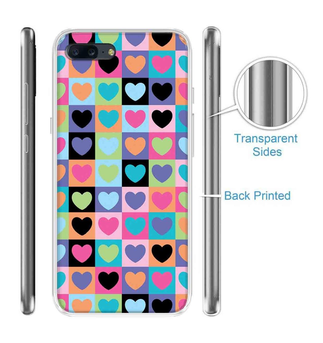 Amazon Brand - Solimo Designer Multicolor Heart Pattern Printed Soft Back Case Mobile Cover for OnePlus 5