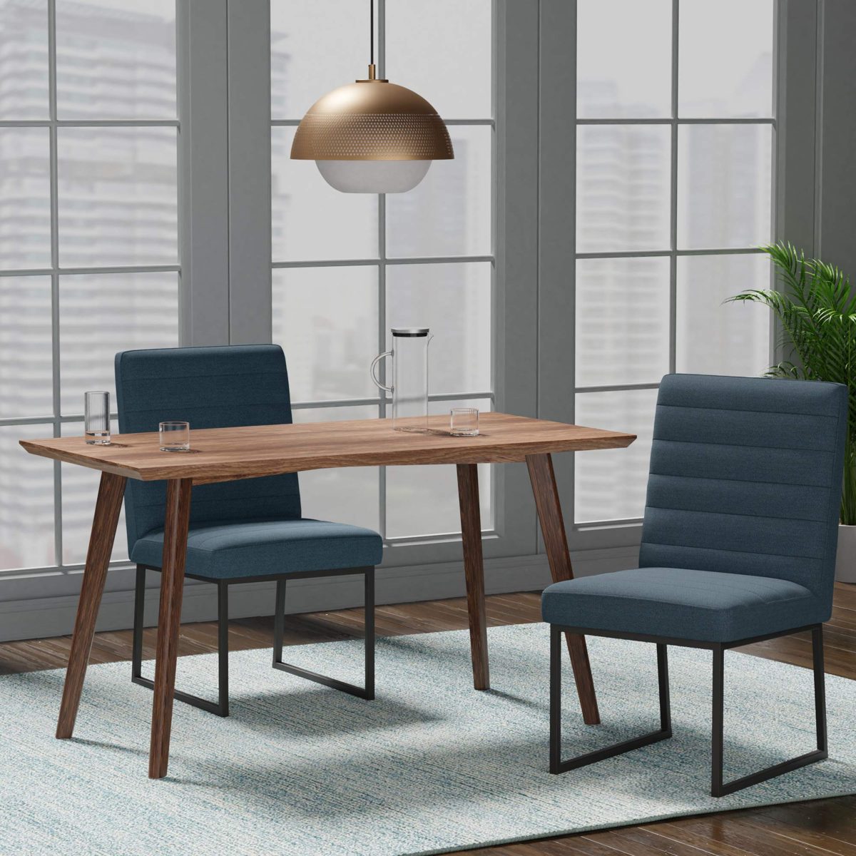 Amazon Brand – Rivet Decatur Modern Upholstered Dining Chair, 21"W, Set of 2, Juniper