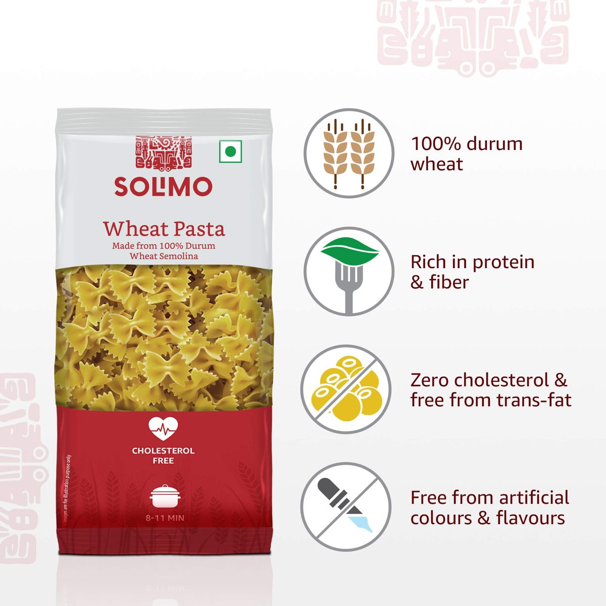 Amazon Brand - Solimo Durum Wheat Farfalle Pasta, 500g