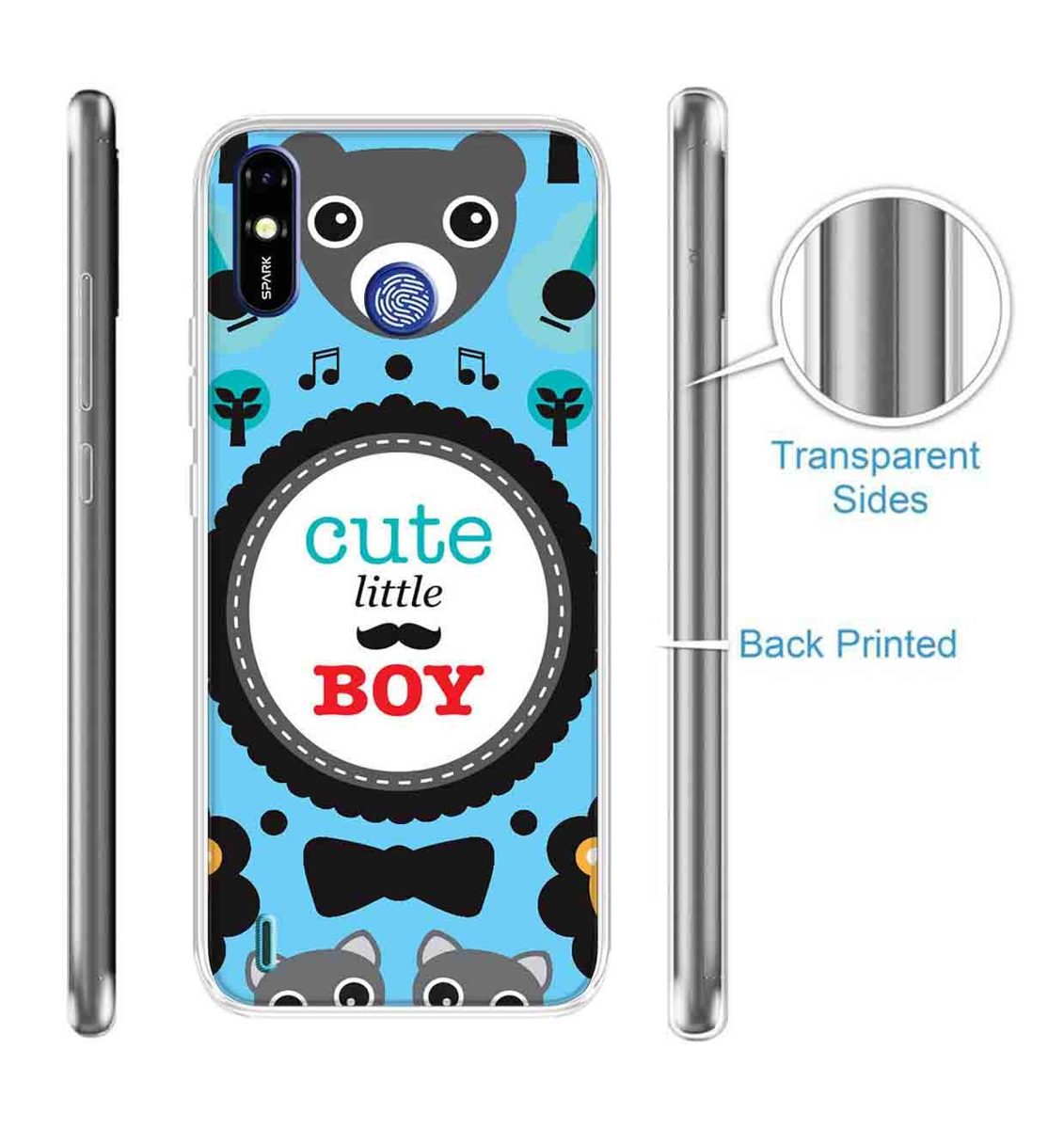 Amazon Brand - Solimo Designer Multicolor Cute Little Boy Blue Pattern Printed Soft Back Case Mobile Cover for Tecno Spark Go Plus