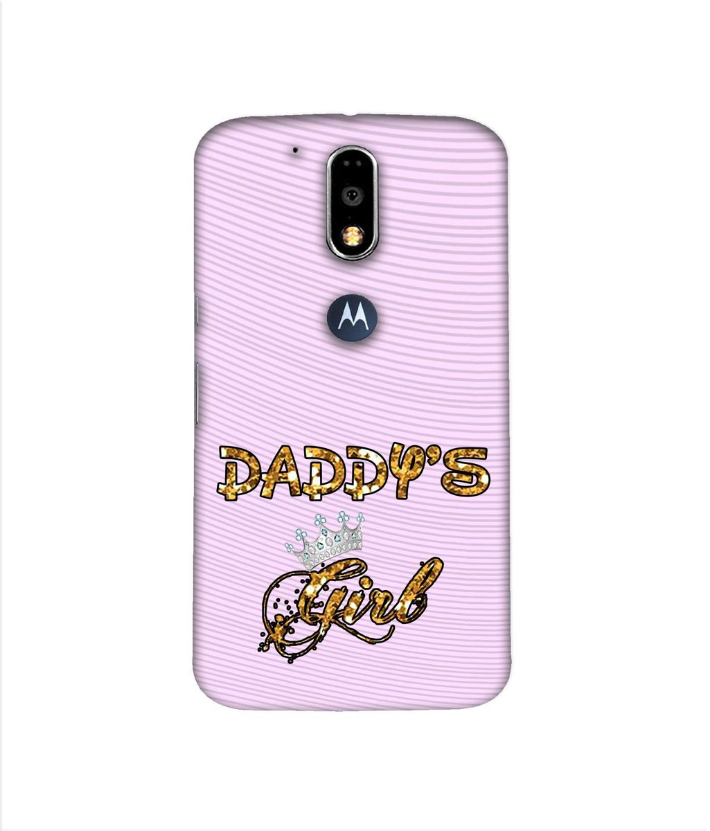 Amazon Brand - Solimo Designer Daddy's Girl in Glitter Pattern 3D Printed Hard Back Case Mobile Cover for Motorola Moto G4 Plus (with Logo Cut)