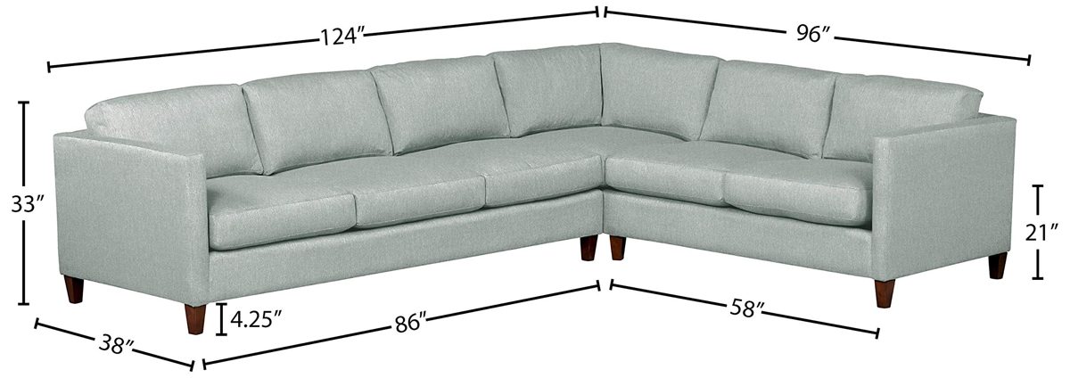 Amazon Brand – Stone & Beam Andover Modern Left L-Sectional Sofa, 124"W, Light Blue